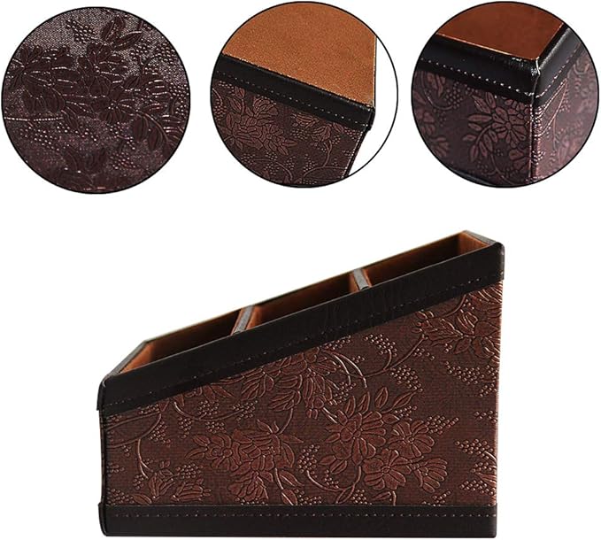 PU Leather Remote Control Holder Storage Container for TV Remote Phone Caddy Eyeglasses