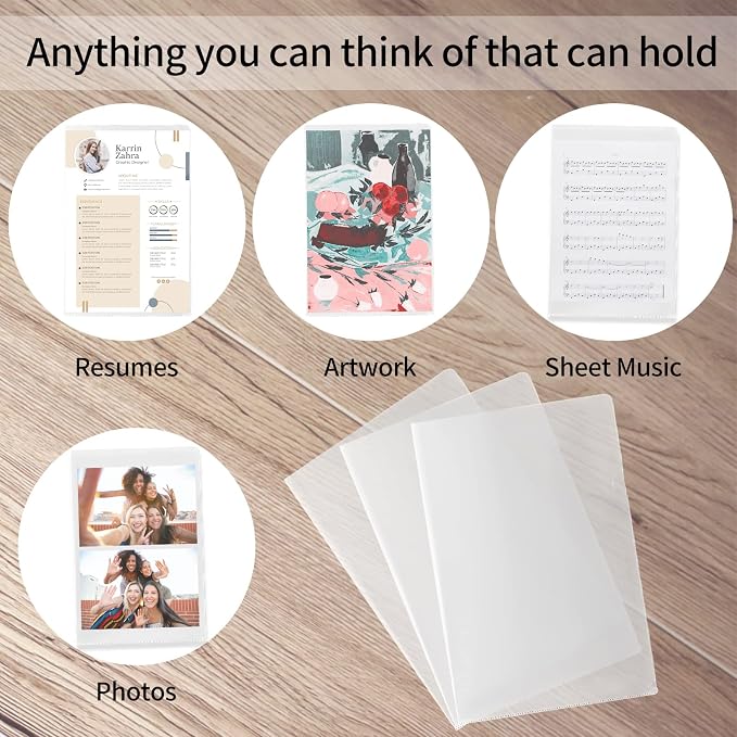 12 Packs Legal Size Clear Project Pocket Sleeves 9”x14.5”L-Type Plastic Folders Project Poly Document Sleeves Project Jacket Sleeves for Home School Office (12)
