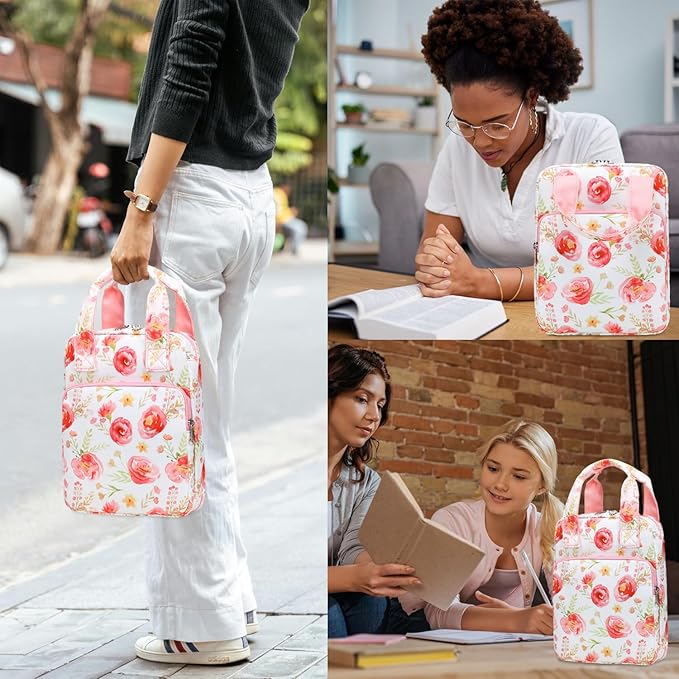 Bible Cover for Women, Bible Case, Bible Holder Case for Women, Carrying Book Case Church Bag with Handle and Zippered