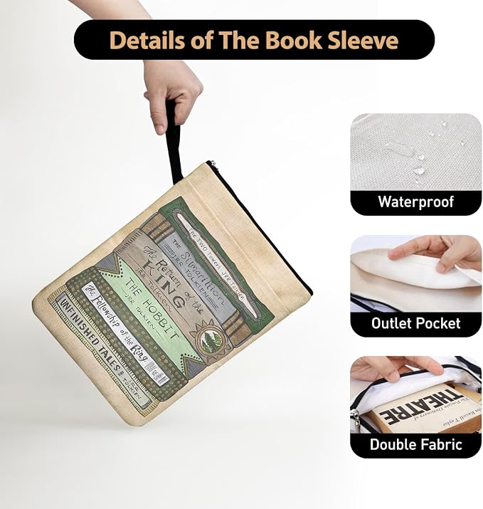 Fantasy Aesthetic Book Cover Gifts for Librarian Book Lovers Bookish Friends Students with Zipper & Handle, Book Sleeve Gifts for Book Club Bookworm Birthday Graduation Reading Day