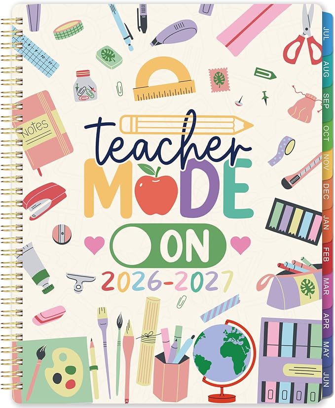 Teacher Planner 2026-2027 - 2026-2027 Teacher Lesson Planners from JULY 2026 - JUNE 2027, 9 ''x 11 '', Academic Planner for School Year, Inner Pocket, Colorful Tabs