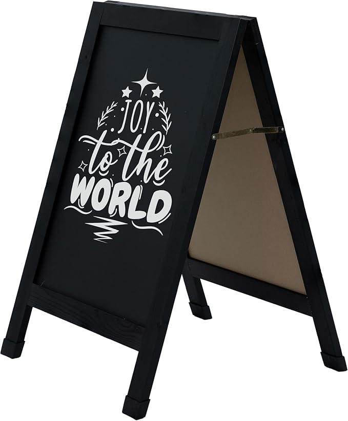 Sunnydaze Magnetic A-Frame Chalkboard Sign - Chalk Sandwich Board Sidewalk Sign - 40" x 20" - Black