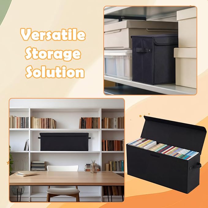 Long Comic Book Storage Box 27.5" x 7.5" x 11" Collapsible Holds 160-180 Comic Book Organizer with Handle and Lid for Current Silver Golden Comics Collection and Magazine