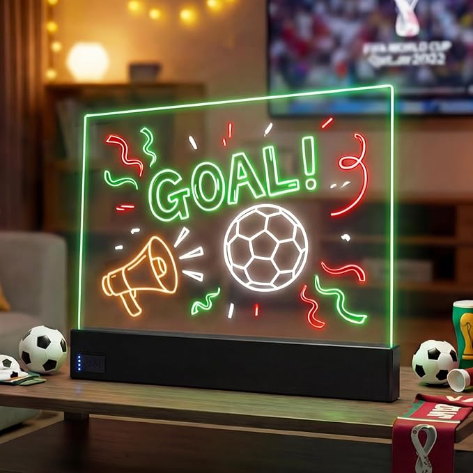 LED Note Board with 8 Dry Erase Markers for Girls Boys Toys, 13"x10" Glow Drawing Board with 7 Colors for Kids Gifts, Rechargeable Light Up Writing Pad, Lumiboard Doodle Tablet for Holiday