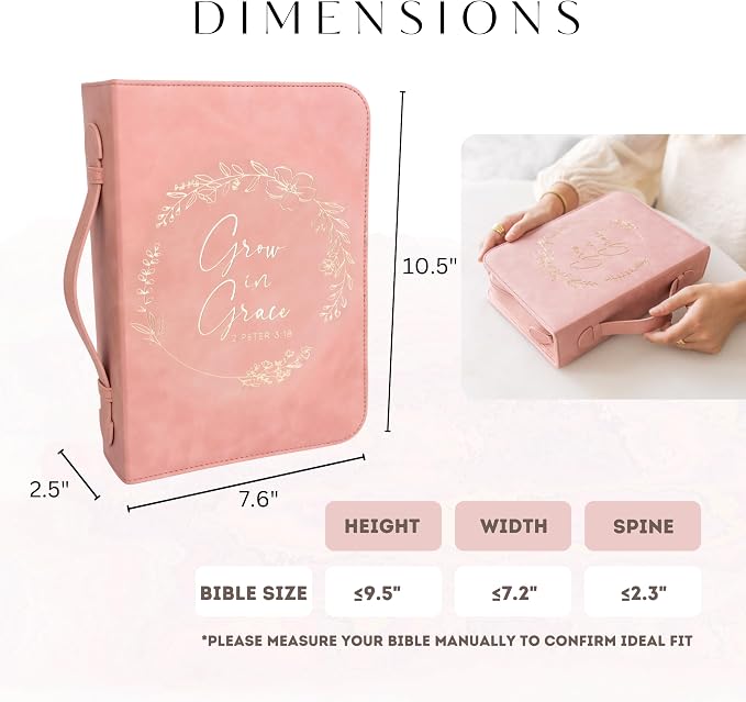 Bible Cover Case for Women - Minimalist Design Debossed Bible Case, Large Bible Covers for Women – Bible Accessories (PinkGold)