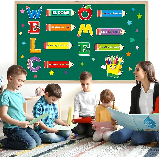 Yewfold Classroom Door Decor, Welcome Bulletin Board Decorations Set,Classroom Wall Decor for Elementary Middle School Teacher Supply (Welcome)