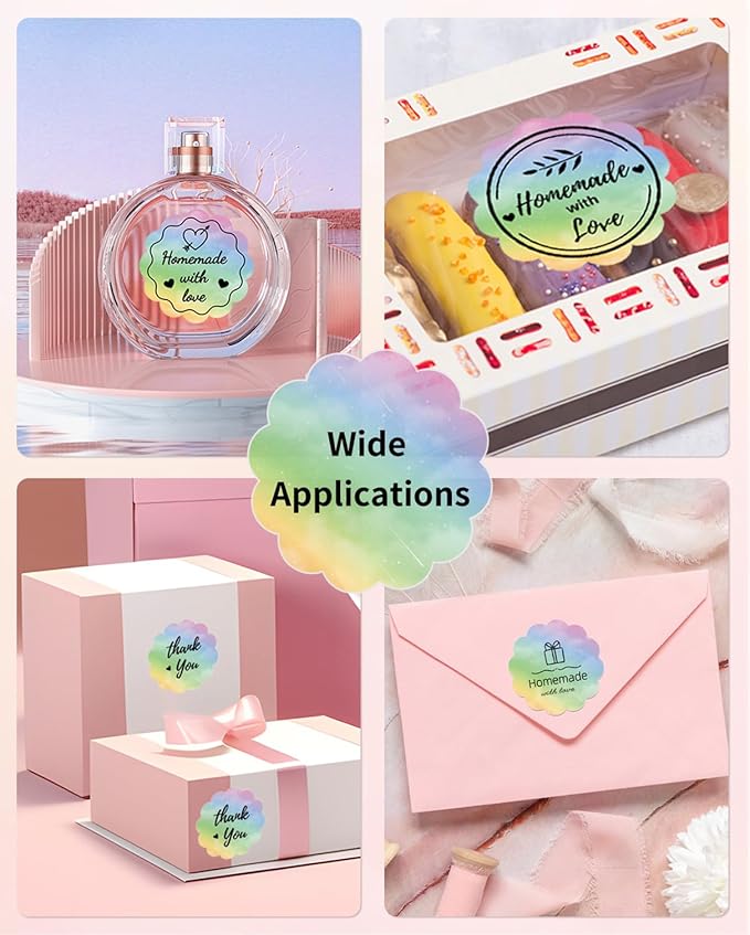 Phomemo Wavy Circle Thermal Label, Gradient Rainbow Purple Sticker Label for M110/M100/M220/M250/M108 Label Makers, 1.96" x 1.96" (50x50 mm), for Barcode/Address/Mailing/Logo/Business/Home