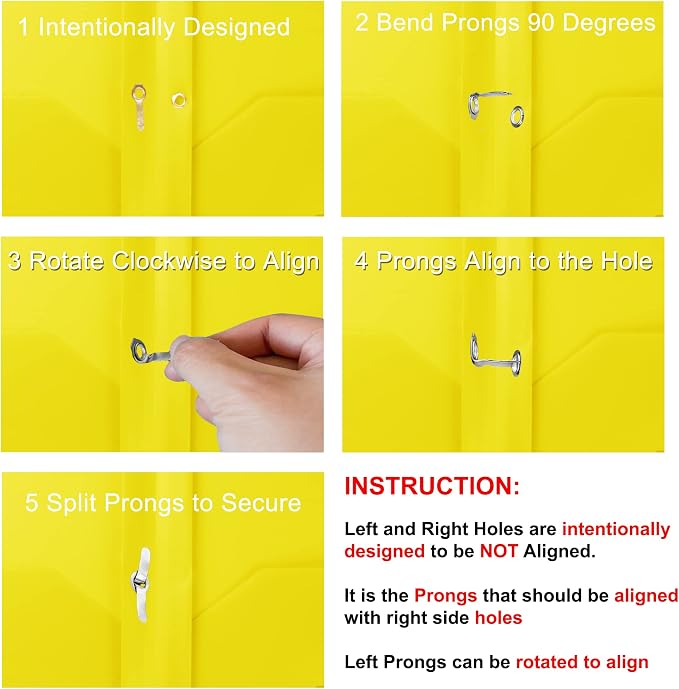 Youngever 6 Pack Heavy Duty Plastic Two Pocket Folders with 3 Prongs, Metal Prongs Fastener, Heavy Duty Plastic 2 Pocket Folder (Yellow)