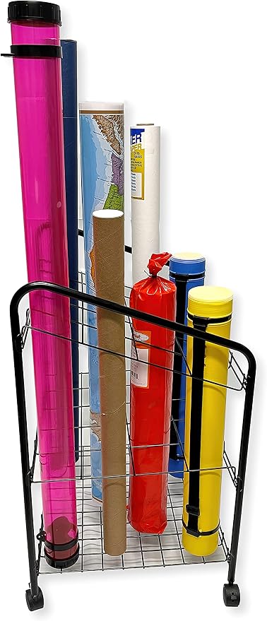 Proartek Drafting PK00002 Model WRF40 Wire Bin Roll File Blueprint Holder; 20 Slots, 4" x 4"; 4 Swivel Casters; Plastic Coated Heavy-Gauge Steel Rods