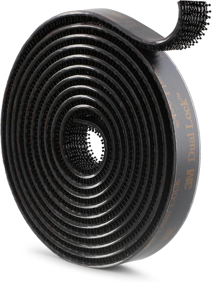 3M Dual Lock SJ3550 Reclosable Fastener 1/2''×6Ft, Heavy Duty Mounting Tape Strong Adhesive with Interlocking Mushroom-Shaped Heads for Indoor and Outdoor Use, Black