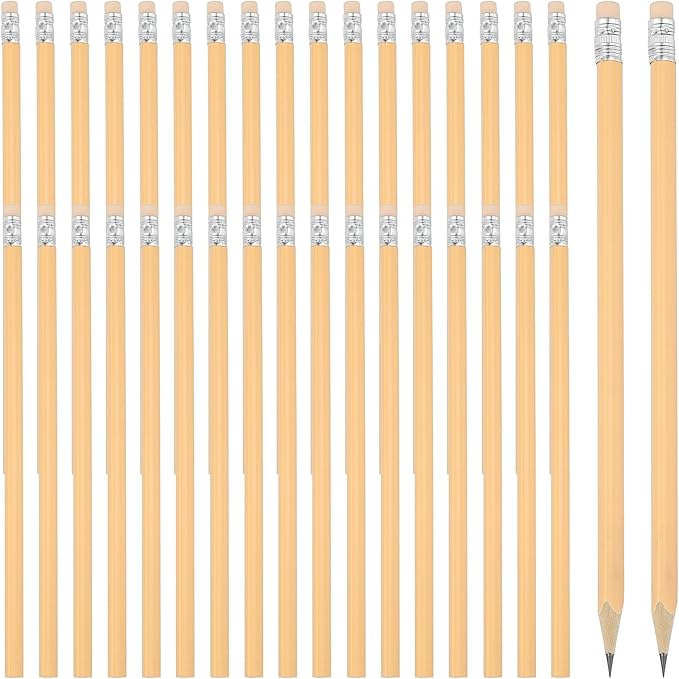 PATIKIL Round Pencils, 36 Pack Triangle HB Graphite Pencil Woodcase Wooden Pencils with Eraser for Classroom Office Writing Drawing Supplies, Orange