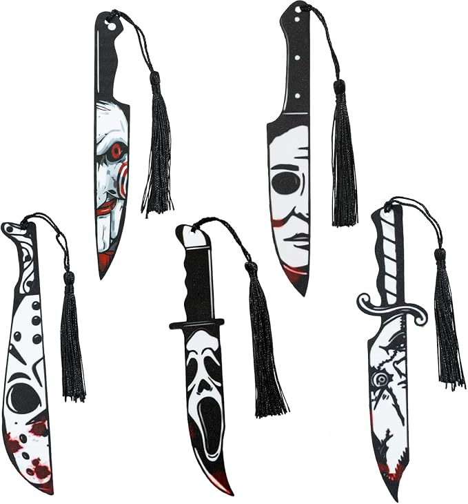 Horror Halloween Acrylic Bookmark for Women Spooky Novel Lovers Reading Accessories Student Study Stationery Halloween Gift for Men Women (5Pcs)