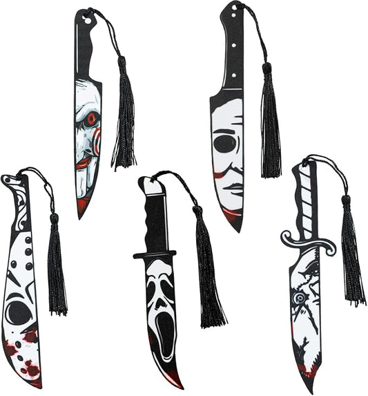 Horror Halloween Acrylic Bookmark for Women Spooky Novel Lovers Reading Accessories Student Study Stationery Halloween Gift for Men Women (5Pcs)
