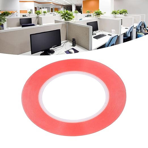10 Pcs PET Double Sided Tape, Strong Viscosity Mounting Tape, Red PET Adhesive Tape for Electronics Fixation and Home Office Use with Firm Hold (1mm)