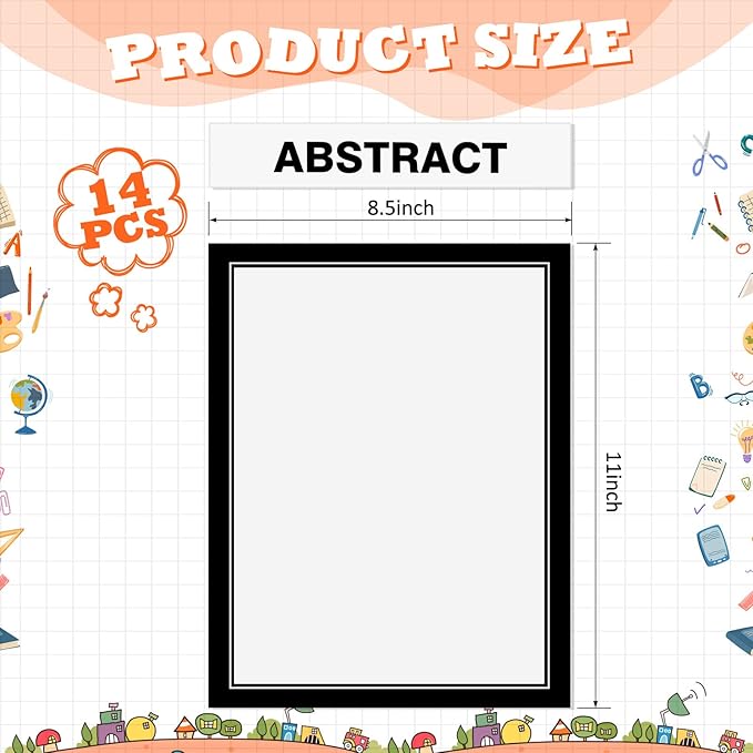 Lewtemi 14 Sheets Science Fair Board Supplies Self Adhesive Presentation Subtitles 2 Sheets Edge Self Adhesive Paper Poster Board Letters Presentation Paper for School Office Supplies(Black)