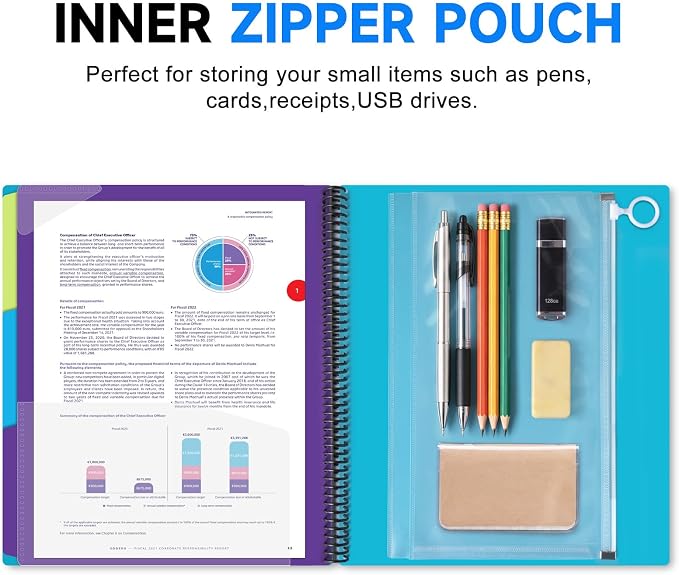 24 Pocket Poly Project Organizer for Office & Home, Large Capacity Expandable File Folder with Dividers, Heavy Duty Accordion Folder for Documents, Bills, Files Organization (Blue)