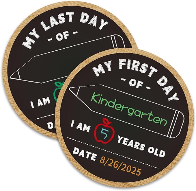 First & Last Day of School Chalkboard - 9.8" Double Sided Back to School Board Sign for Kids Girls Boys - 1st Day of Preschool Pre-K Kindergarten 1st Grade Photo Props Gifts for Duaghter Son