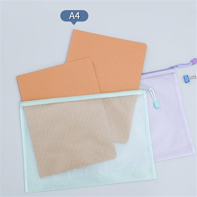 Lifup 10 Pack Mesh Zipper Pouch Bags, A4 Waterproof Zipper Bags for Organizing Storage File Folders for Teacher School Classroom Office Supplies Blue