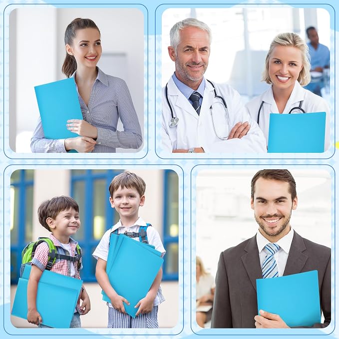 1 Pcs Heavy Duty Plastic Folders 2 Pocket File Folder Fit Letter Size for Home Office School Communication Presentation Report Sheet Protectors (Blue)