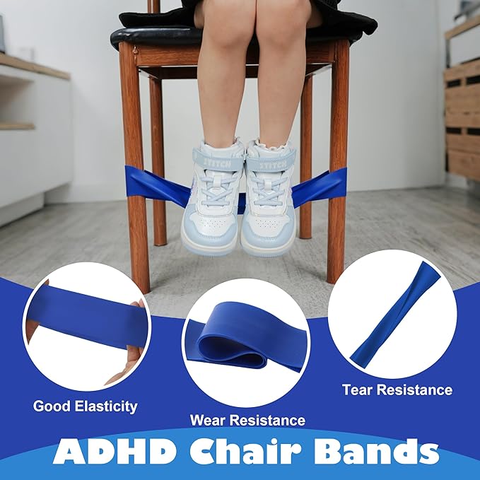 6 PCS Chair Bands With Fidgety Feet Colorful Chair Fidget Bands Desks Stretch Foot Band for ADHD Sensory Flexible Band Classroom Home Chair Fidget Tools (Green, 6 pcs)