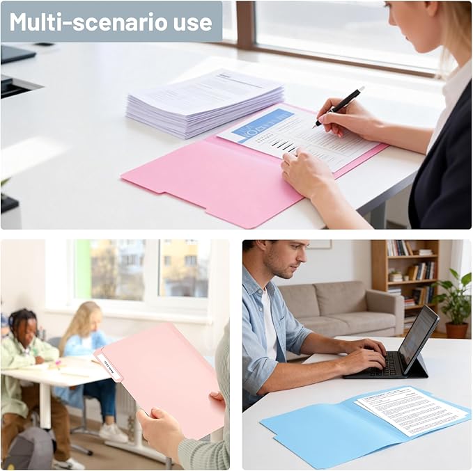 Comix Plastic Colored File Folders, 6 Pack, 1/3-Cut Tabs, Letter Size 8.5x11, 6 Pastel Colors, Poly Folders for Documents, Office, Home, School Organization