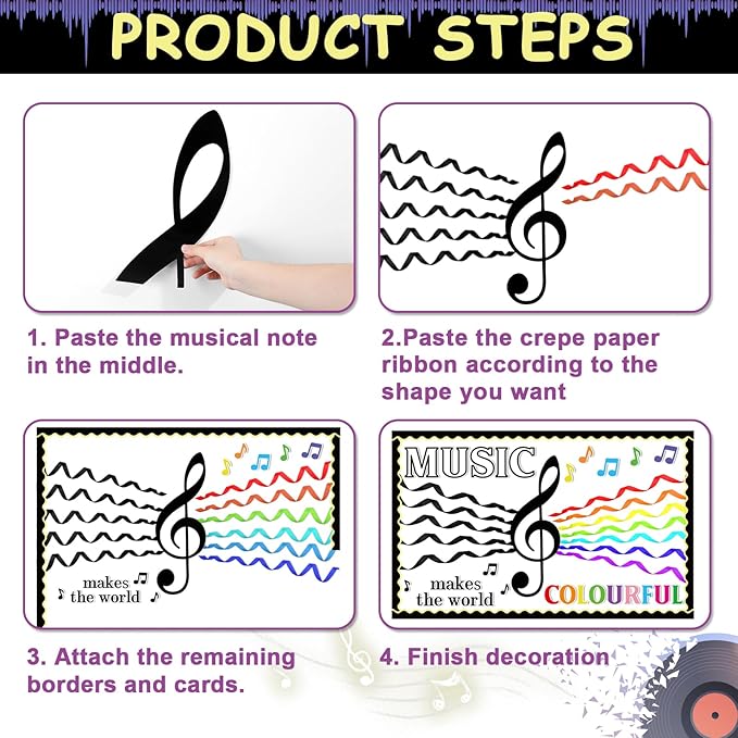 Naozinebi 63Pcs Music Classroom Bulletin Board Set Music Notes Cutouts Musical Notes Silhouette Back to School Party Decorations for Toddler Kids Students Classroom Chalkboard Wall Decor Supplies