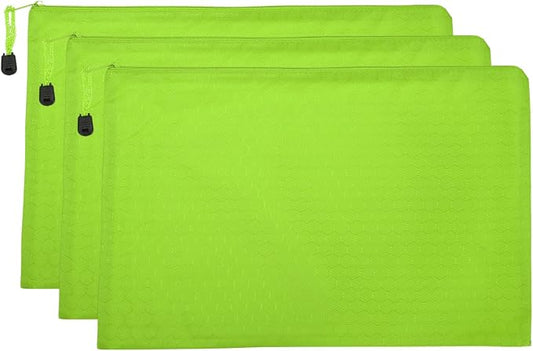 PATIKIL Waterproof Zipper File Bags, 3 Pack A4 Document Holders Pencil Pouch for Office, Green