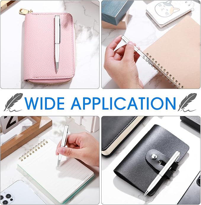 Chinco 16 Pcs Mini Pen 3 Inch Tiny Short Pen for Pockets Notebook Metal Small Ballpoint Bulk for Boss Notepads Notebooks Business Trip Office School Supplies