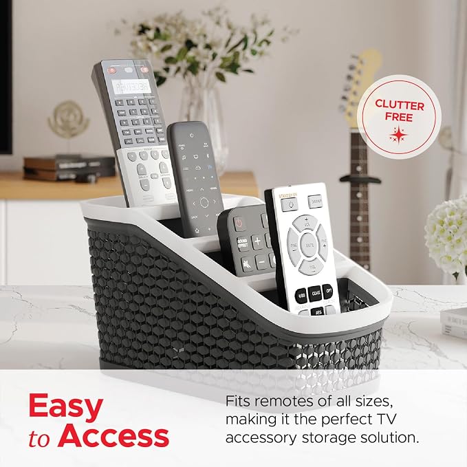 Remote Control Holder (Set of 2) Remote Caddy, TV Remote Control Organizer, 4 Compartment Remote Keeper Storage, Remote Organizer for Table, Desktop