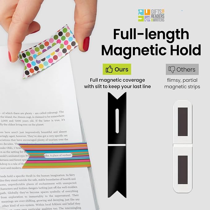 Gifts for Readers & Writers Linemarker Magnetic Bookmarks for Women & Men Colors, Set of 2 Magnet Bookmark Clips, Magnetic Page Holder & Book Marker for Reading with Cute Bookmarks Design for Kids