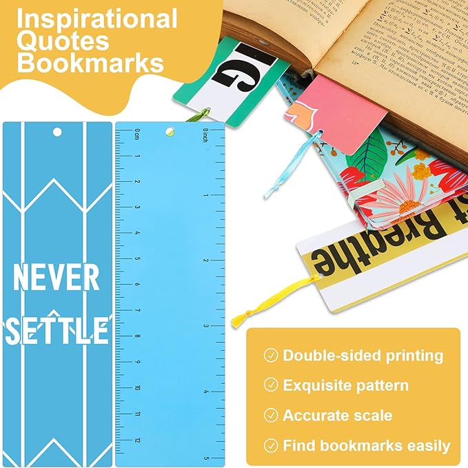 Chinco 60 Pieces Inspirational Bookmarks for Students Motivational Quote Bookmarks Double Sided Positive Affirmation Book Marks for Reading Kids Teens, Classroom Stationary Christmas Party Gifts