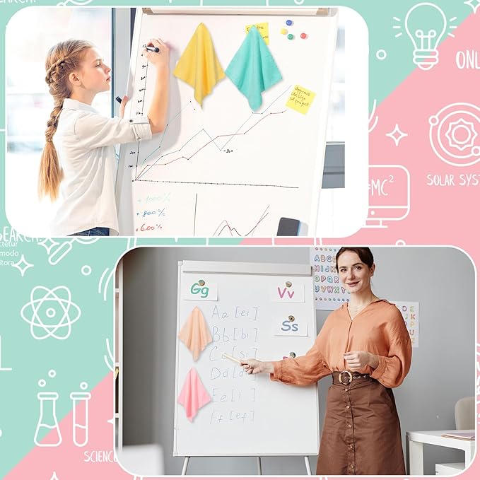 Fanfanwin 6 Pack Magnetic Microfiber Cleaning Cloth, Colorful Whiteboard Dry Erase, Magnetism Whiteboard Eraser for Blackboards Classroom Chalkboards Washable Home Office 10'' x 10''(Macaroon Color)
