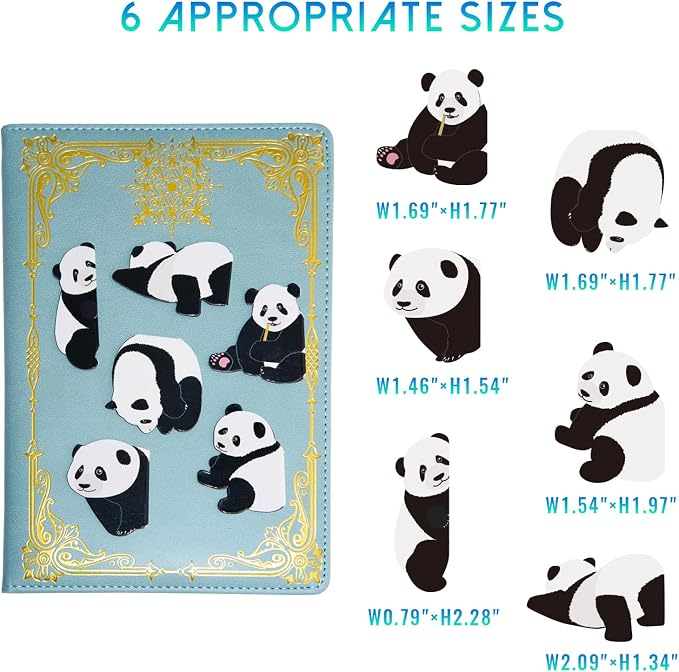 Magnetic Panda Bookmark for Women, 6 Pieces Assorted Cute Book Markers Clip Set, Reading Accessories Birthday Gifts, Book Mark for Book Lovers