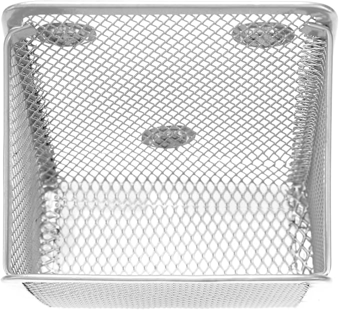 Magnetic Pencil Holder,Mesh Stainless Steel Pen Basket, Metal Writing Utensil Storage Organizer for Whiteboard,Blackboard,Kitchen, Locker, Home, or Office