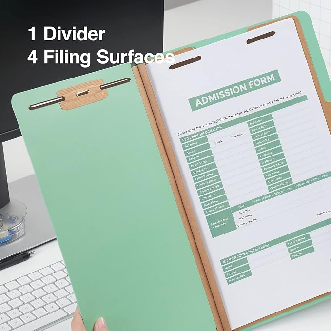 Staples Colored Pressboard Classification Folder, Legal Size, 1 Partition, Green, Durable Construction, 20/Pack