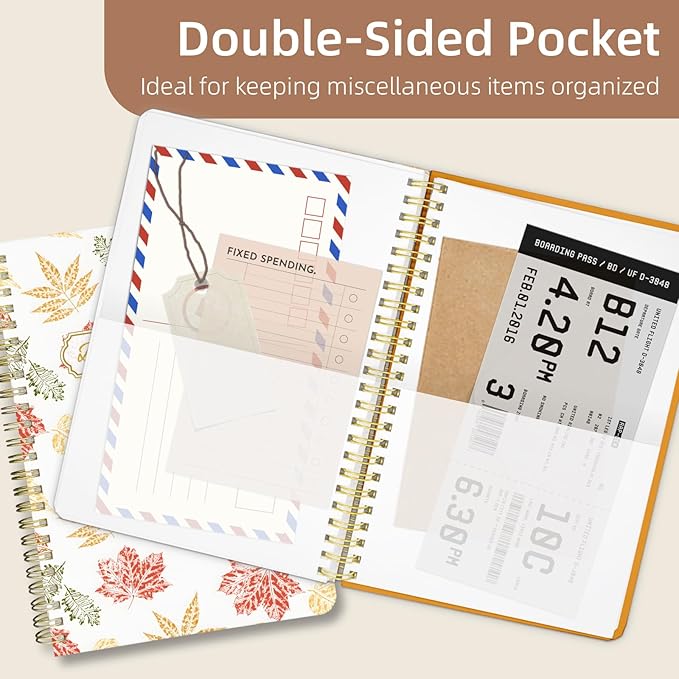 Stanoha Undated Daily Planner - Spiral Notebook 80 Days One Day Per Page, Hourly Schedule, To-Do List, Notes, Everyday Planning Task, A5 Hardcover Journal Organizer Book Women Cute Aesthetic, Fall