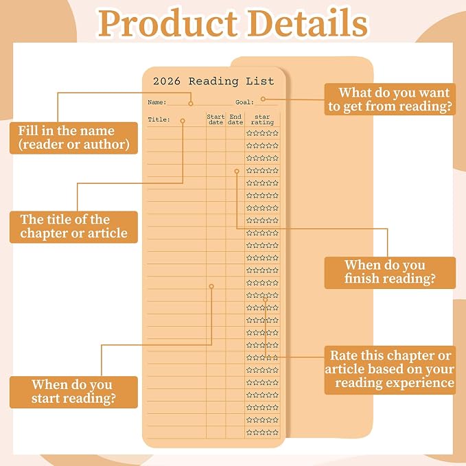 60 Pcs 2026 Reading Log Bookmark 3 x 7.9 Inch Reading List Bookmark Book Lovers Gift Macaron Color Library Book Tracker Notecards for Back to School Gifts Teachers Students Library Accessories