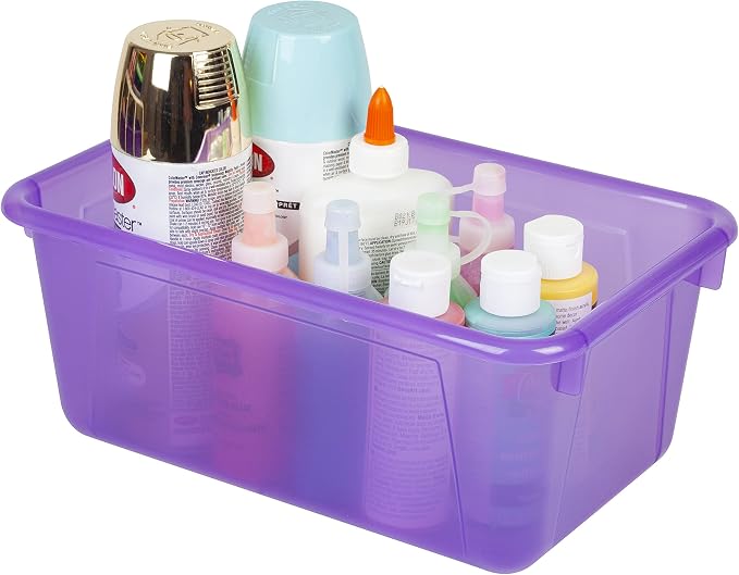 Storex Small Cubby Bins – Plastic Storage Containers for Classroom, 12.2 x 7.8 x 5.1 inches, Candy Violet, 5-Pack (62478A05C)