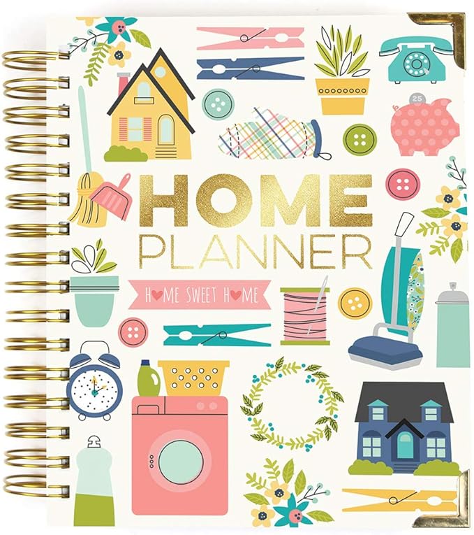Pukka Pad, Carpe Diem Home Planner Spiral Bound Notebook with 6 Organizational Tabs and 2 Sticker Sheets – Features Appointment Calendars, Schedules, Meal & Grocery Plans, and To-Do Lists – 8.75 x 8in