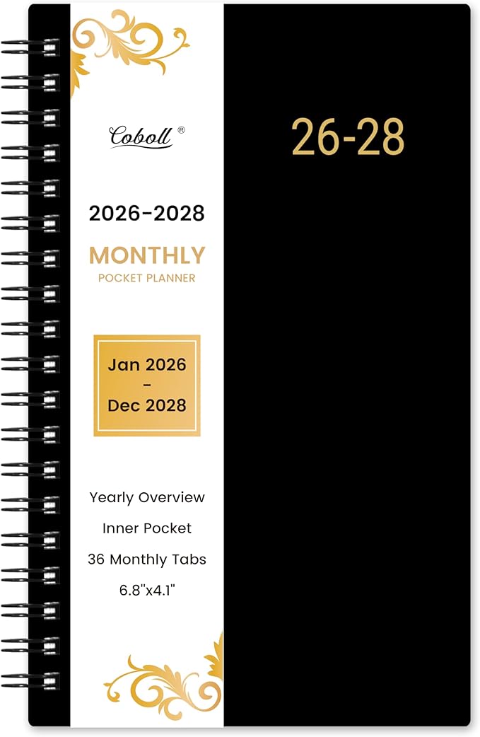 2026-2028 Pocket Calendar/Planner - 3 Year Monthly Pocket Planner 2026-2028 from Jan.2026-Dec.2028, 6.8" x 4.1", Monthly Planners with To Do, Inner Pockets, 36 Tabs, Perfect Organizer for Purse