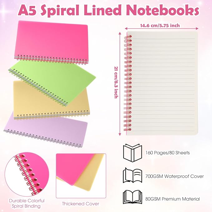 Watersay 64 Pcs Aesthetic School Supplies with Pencil Case, Notebook, Highlighters, Gel Pen, Mechanical Pencil, Correction Tapes School Office Stationary Set Bible Study Preppy Student Essentials Kit