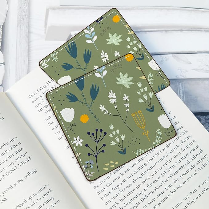 2 Pack Flower Leather Book Corner Bookmark, Durable Handmade Reading Accessories - Gifts for Readers, Women, Men, Teachers, Students 5