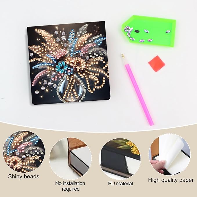 Vase Diamonds Painting Kit Note Box,Memo Paper Storage Box Diamond Art,Sticky Note Holder Diamond Art,Diamond Painting Memo Pad For Office Desk. (Vase)