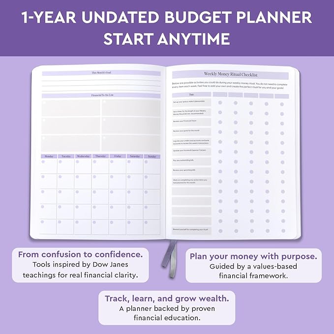 Dow Janes Planner Panda Planner Budget Planner 2026 Financial Planner – Monthly Budget Planner & Bill Payment Tracker, Expense Tracker Notebook, Budget Book, 8.5 x 11 Softcover Purple 120gsm