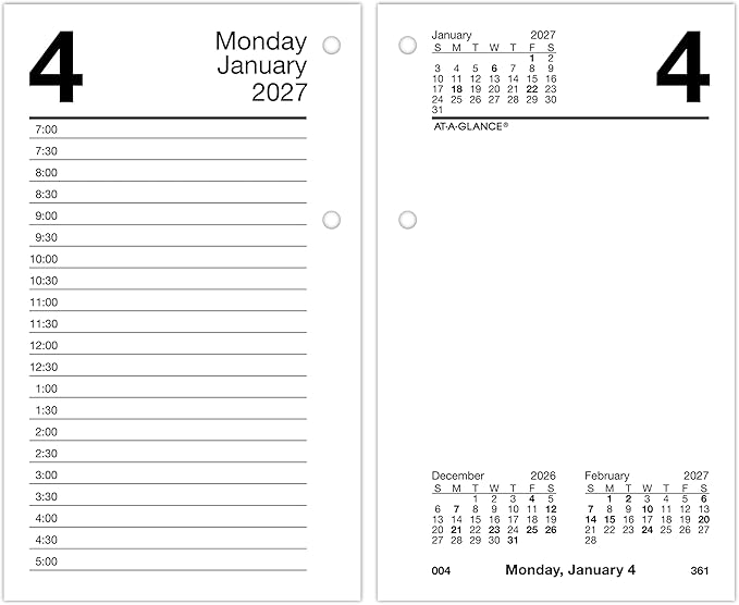 AT-A-GLANCE 2027 Desk Calendar Refill, Daily Desk Pad Refill, 3.5" x 6", Standard, Loose-Leaf, Recycled (E717R5027)