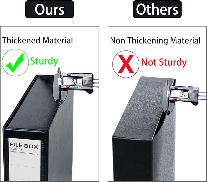 6 Pack Foldable Plastic Box Files A4 with Metal Clip,65mm Spine,Document Archive Folders for Office（Black）