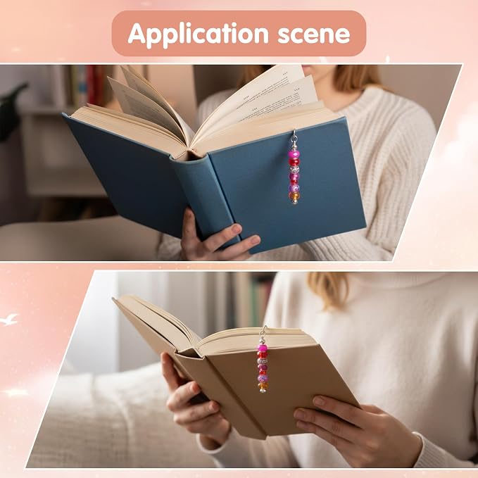 32 Pcs Beadable Bookmarks, Silver Metal DIY Blank Bar Bookmark for Beads, Craft Jewelry Pendant Charm Gift for Book Lovers, Students and Teachers