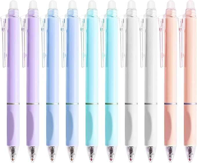 Stocking Stuffers 10Pcs Cute Erasable Gel Pens Retractable Erasable Pens 0.5mm Black Ink Smooth Writing Pen Aesthetic Pen for Women Men Office School Supplies