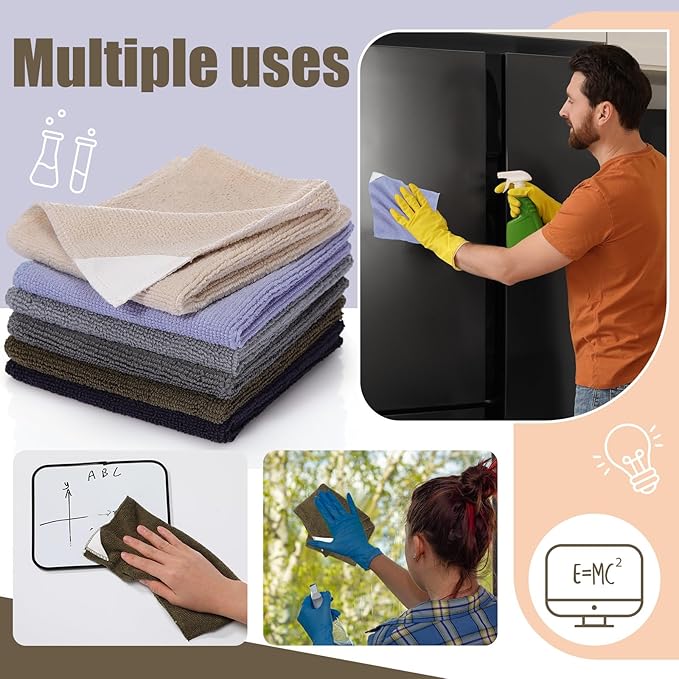 Fanfanwin 6 Pack Magnetic Microfiber Cleaning Cloth, Colorful Whiteboard Dry Erase, Magnetism Whiteboard Eraser for Blackboards Classroom Chalkboards Washable Home Office 10'' x 10''(Dark Color)