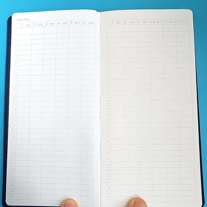 Undated Weekly Planner A6 Size - Weekly & Monthly Pocket Organizer, Portable Travel Notebook, Office Schedule Book,Gift Idea (Blue with a Clear Cover)